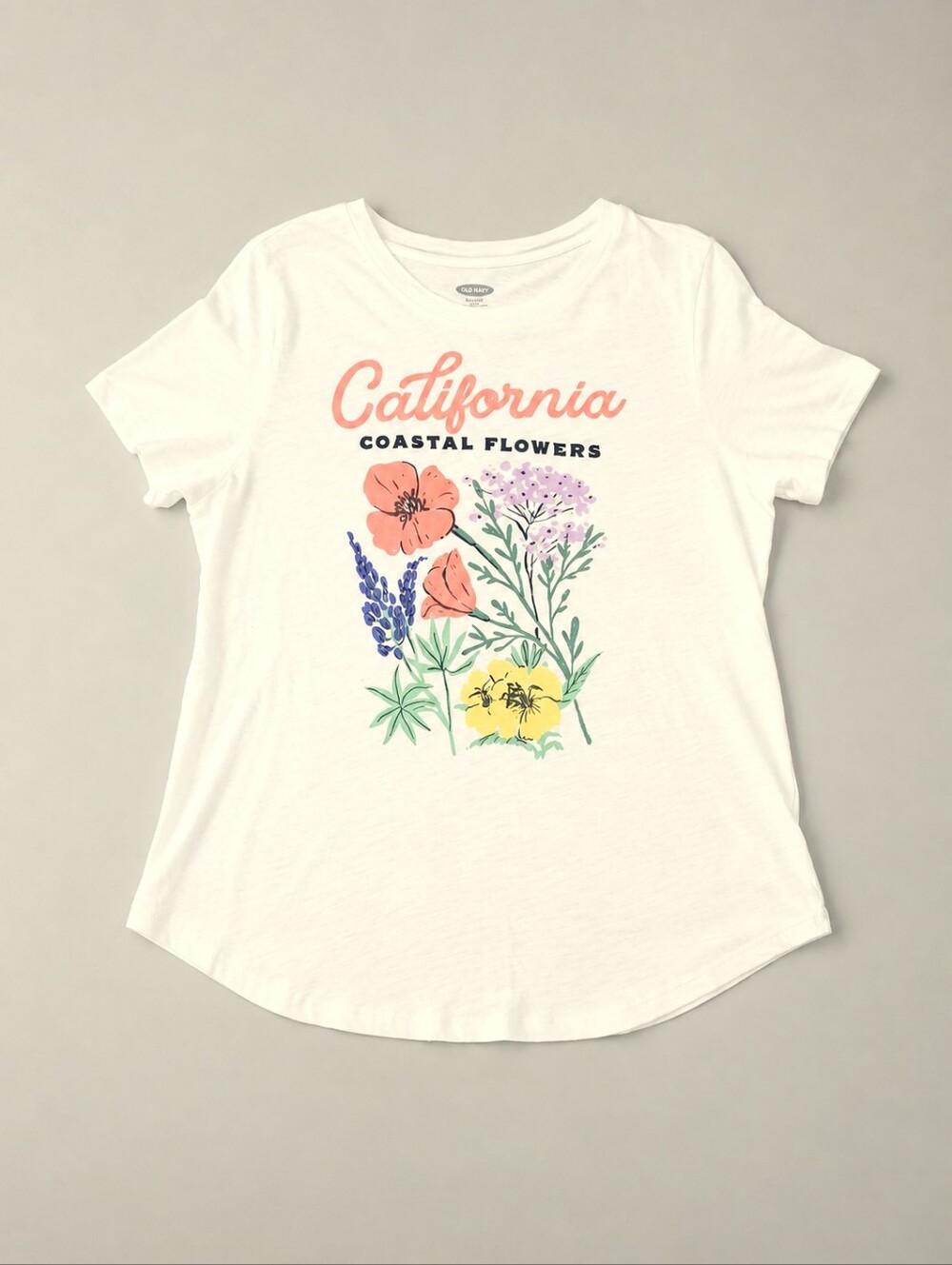 Old Navy Women's EveryWear California Flowers Short Sleeve Graphic Tee Large